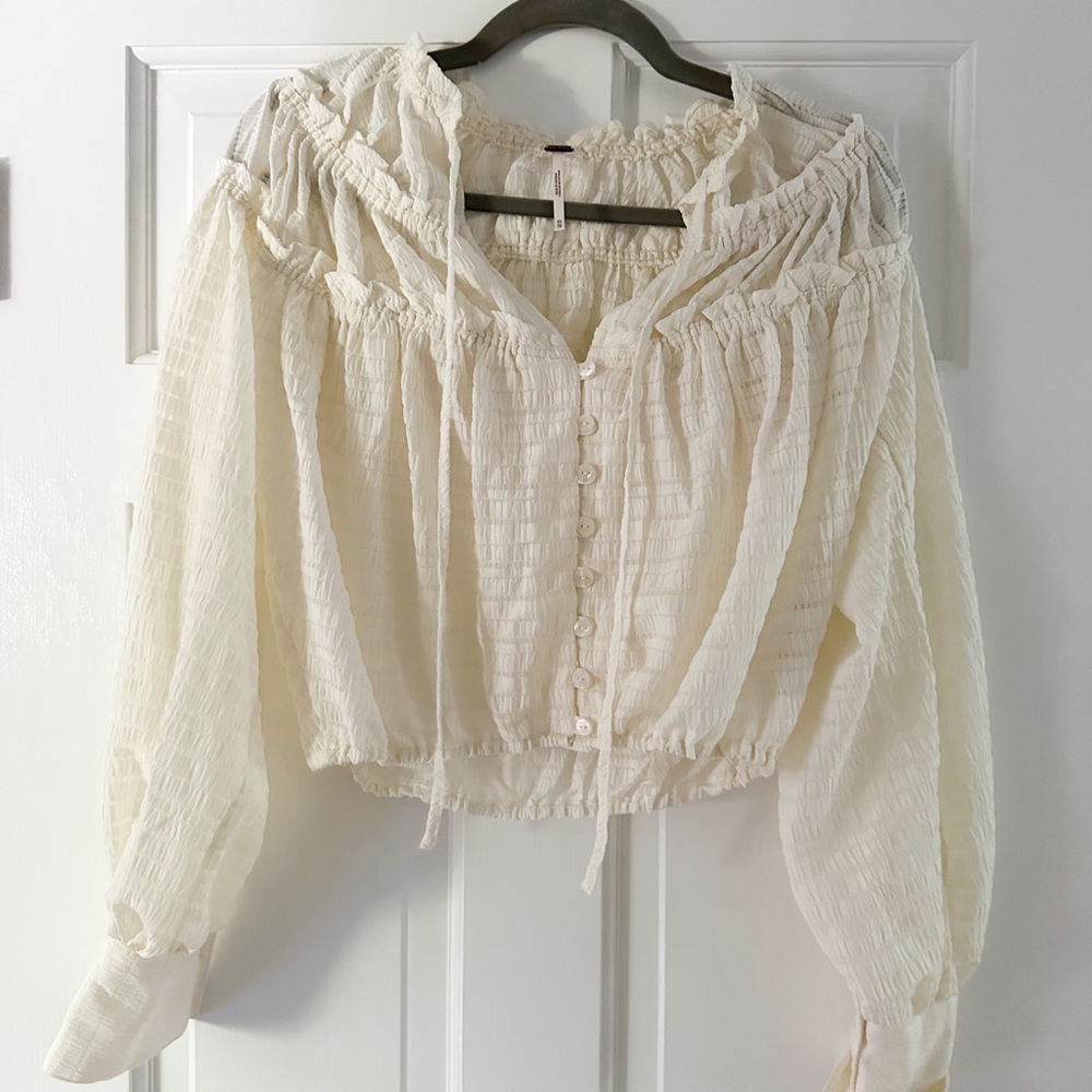 Free People cream peasant Blouse